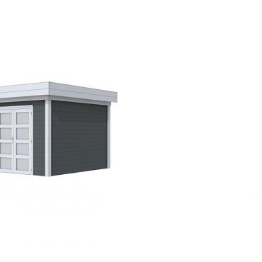 Vuren Topvision Bosuil, 300 x 300 cm, wanden antraciet en basis lichtgrijs.