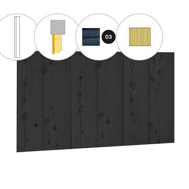 Halfhouts rabat douglas enkelzijdige voorwand B, 228,5 x 285 cm, zwart geïmpregneerd.