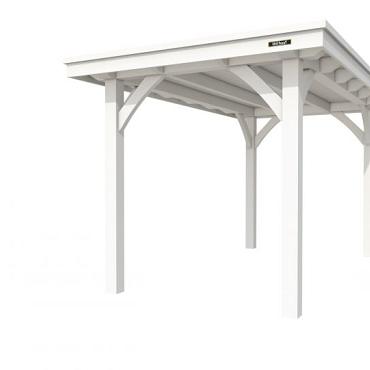 Buitenverblijf plat dak Excellent I, vuren, basismodel XXL/A, 207x399 cm, wit gespoten.