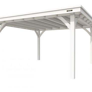 Buitenverblijf plat dak Excellent I, vuren, basismodel XXL/E, 399x399 cm, wit gespoten.