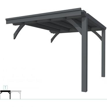 Buitenverblijf plat dak Excellent Modulair, vuren, tussenstuk L/C, 293x307 cm, antraciet gespoten.