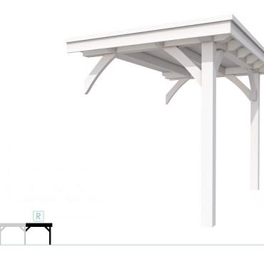 Buitenverblijf plat dak Excellent Modulair, vuren, rechterdeel L/A, 193x307 cm, wit gespoten.