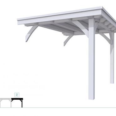 Buitenverblijf plat dak Excellent Modulair, vuren, rechterdeel L/B, 243x307 cm, lichtgrijs gespoten.