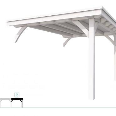 Buitenverblijf plat dak Excellent Modulair, vuren, rechterdeel XXL/C, 293x399 cm, wit gespoten.