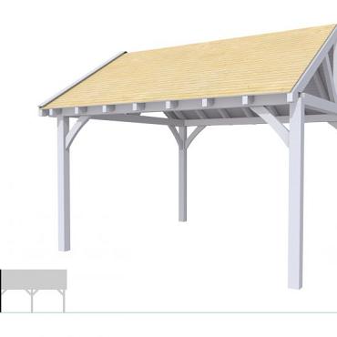 Buitenverblijf met zadeldak Excellent Modulair, vuren, linkerdeel XXL/E, 399x399 cm, lichtgrijs gespoten.