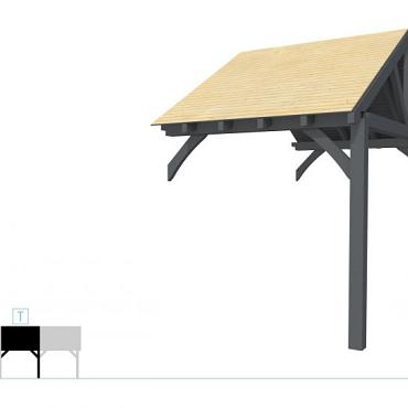 Buitenverblijf met zadeldak Excellent Modulair, vuren, tussenstuk XXL/B, 243x399 cm, antraciet gespoten.