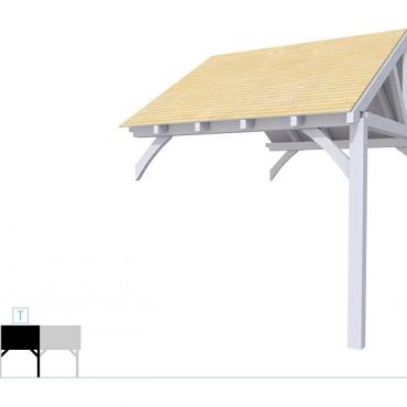 Buitenverblijf met zadeldak Excellent Modulair, vuren, tussenstuk XXL/C, 293x399 cm, lichtgrijs gespoten.