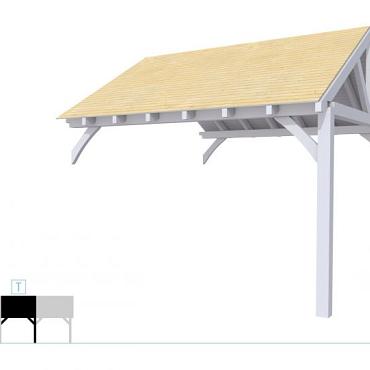 Buitenverblijf met zadeldak Excellent Modulair, vuren, tussenstuk XXL/E, 385x399 cm, lichtgrijs gespoten.