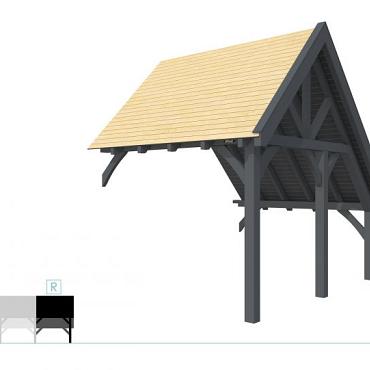 Buitenverblijf kapschuur Excellent Modulair, vuren, rechterdeel XXL/C, 293x399 cm, antraciet gespoten.