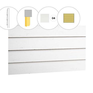 Zweeds rabat vuren enkelzijdige wand B, 228,5 x 224 cm, wit gespoten.