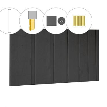 Banddeel vuren enkelzijdige achterwand C, 278,5 x 125 cm, antraciet gespoten.