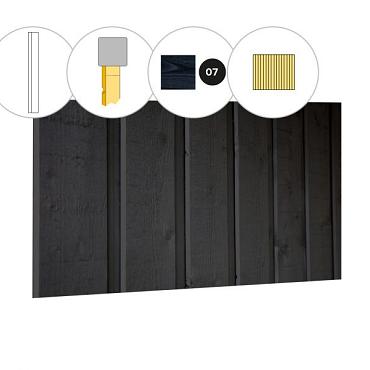 Banddeel vuren enkelzijdige wand B, 228,5 x 224 cm, zwart gespoten.