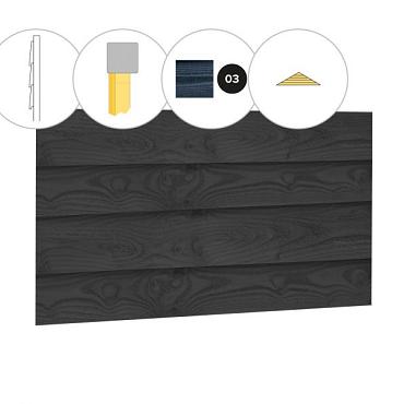 Zweeds rabat douglas enkelzijdige topgevel t.b.v. zadeldak Excellent XXL, zwart geïmpregneerd.