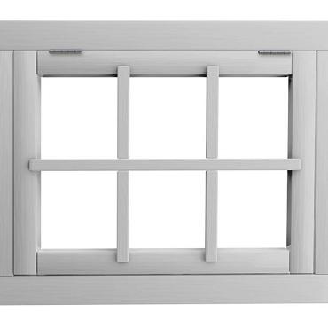 Vuren 6-ruits uitzetraam, 89,9 x 70,3 cm, lichtgrijs gespoten.