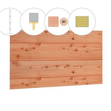 Blokhutprofiel douglas achterwand C, 278,5 x 186 cm, kleurloos geïmpregneerd.