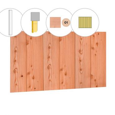 Halfhouts rabat douglas enkelzijdige achterwand B, 228,5 x 186 cm, kleurloos geïmpregneerd.