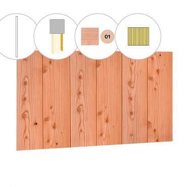 Halfhouts rabat plankenset douglas bij achterwand B, 228,5 x 125 cm, kleurloos geïmpregneerd.