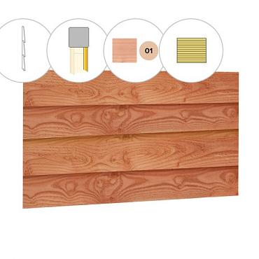 Zweeds rabat plankenset douglas bij wand E, 371 x 224 cm, kleurloos geïmpregneerd.