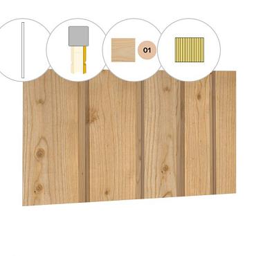 Banddeel plankenset vuren bij wand E, 371 x 224 cm, kleurloos geïmpregneerd.