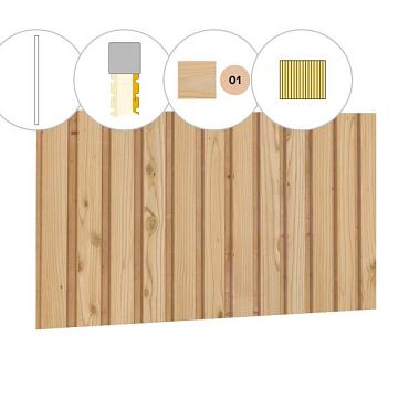 Rhombusprofiel plankenset vuren bij wand B, 228,5 x 224 cm, kleurloos geïmpregneerd.