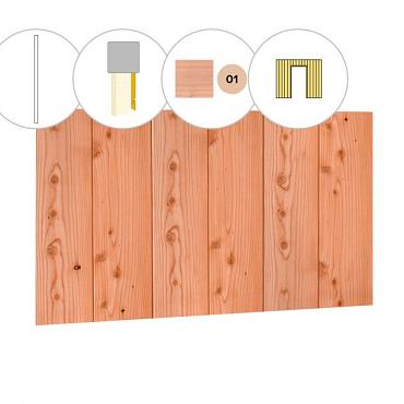 Halfhouts rabat plankenset douglas bij wand D, t.b.v. enkele deur, 328,5 x 224 cm, kleurloos geïmpregneerd.