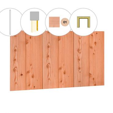 Halfhouts rabat plankenset douglas bij wand C, t.b.v. dubbele deur, 278,5 x 224 cm, kleurloos geïmpregneerd.