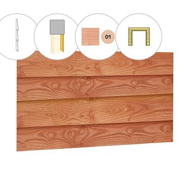 Zweeds rabat plankenset douglas bij voorwand D, t.b.v. dubbele deur, 328,5 x 285 cm, kleurloos geïmpregneerd.