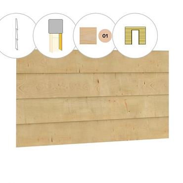 Zweeds rabat plankenset vuren bij voorwand A, t.b.v. enkele deur, 178,5 x 285 cm, kleurloos geïmpregneerd.