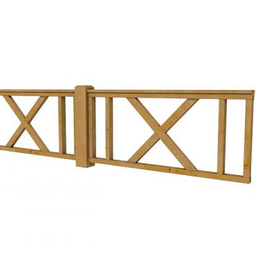 Hekwerk met kruis douglas type D, 328,5 x 73 cm, groen geïmpregneerd.