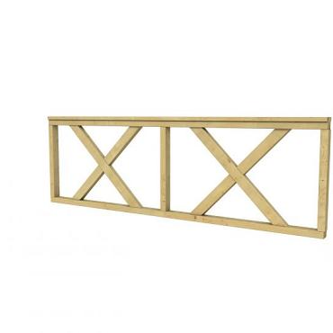 Hekwerk met kruis vuren type B, 228,5 x 73 cm, groen geïmpregneerd.