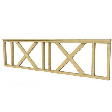 Hekwerk met kruis vuren type C, 278,5 x 73 cm, groen geïmpregneerd.