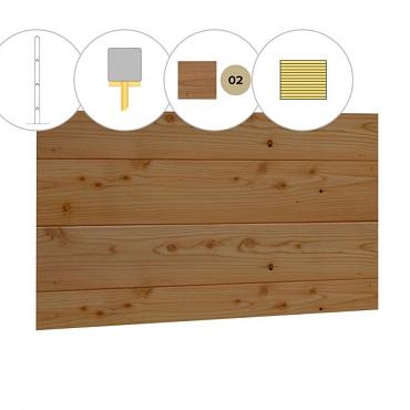 Blokhutprofiel douglas voorwand C, 278,5 x 285 cm, groen geïmpregneerd.