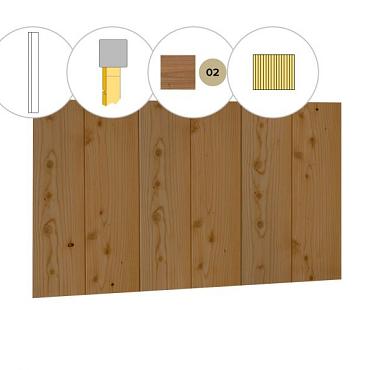 Halfhouts rabat douglas enkelzijdige achterwand D, 328,5 x 186 cm, groen geïmpregneerd.