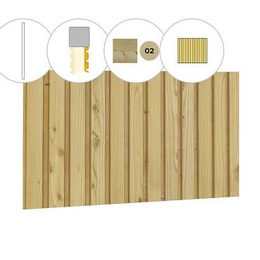 Rhombusprofiel plankenset vuren bij wand E, 371 x 224 cm, groen geïmpregneerd.