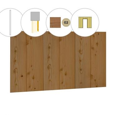 Halfhouts rabat plankenset douglas bij wand C, t.b.v. enkele deur, 278,5 x 224 cm, groen geïmpregneerd.