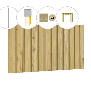 Rhombusprofiel plankenset vuren bij voorwand D, t.b.v. dubbele deur, 328,5 x 285 cm, groen geïmpregneerd.