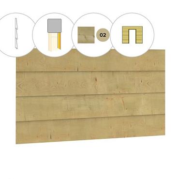 Zweeds rabat plankenset vuren bij voorwand C, t.b.v. enkele deur, 278,5 x 285 cm, groen geïmpregneerd.