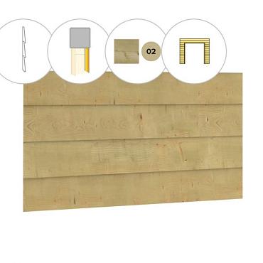 Zweeds rabat plankenset vuren bij voorwand C, t.b.v. dubbele deur, 278,5 x 285 cm, groen geïmpregneerd.