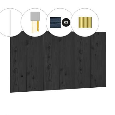 Halfhouts rabat plankenset douglas bij wand D, 328,5 x 224 cm, zwart geïmpregneerd.