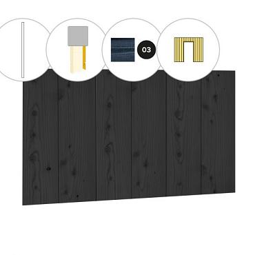 Halfhouts rabat plankenset douglas bij wand A, t.b.v. enkele deur, 178,5 x 224 cm, zwart geïmpregneerd.
