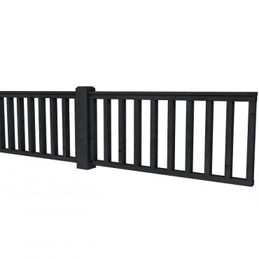 Hekwerk recht douglas type D, 328,5 x 73 cm, zwart geïmpregneerd.