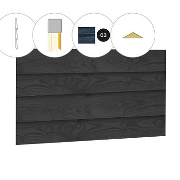 Zweeds rabat plankenset douglas bij topgevel t.b.v. kapschuur Excellent XXL, zwart geïmpregneerd.