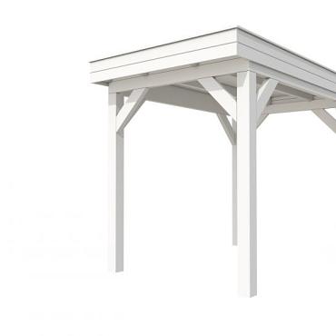 Buitenverblijf plat dak Premium I, vuren, basismodel L/A, 207x307 cm, wit gespoten.
