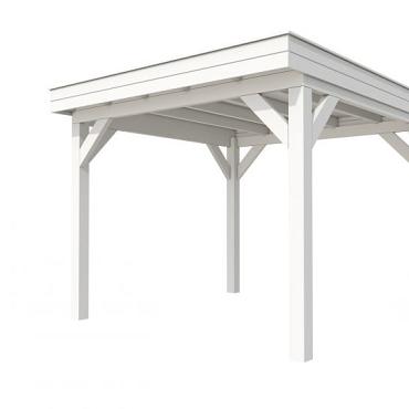 Buitenverblijf plat dak Premium I, vuren, basismodel L/C, 307x307 cm, wit gespoten.