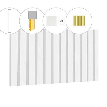 Rhombusprofiel vuren enkelzijdige voorwand C, 278,5 x 285 cm, wit gespoten.