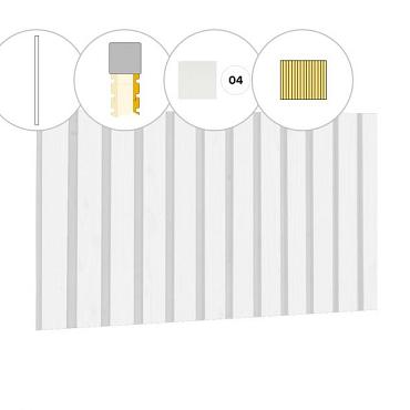 Rhombusprofiel plankenset vuren bij achterwand D, 328,5 x 125 cm, wit gespoten.