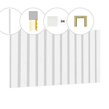 Rhombusprofiel plankenset vuren bij voorwand C, t.b.v. dubbele deur, 278,5 x 285 cm, wit gespoten.