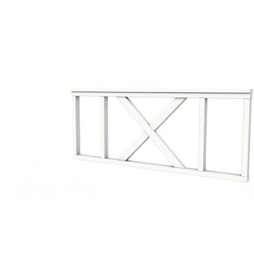 Hekwerk met kruis vuren type A, 178,5 x 73 cm, wit gespoten.