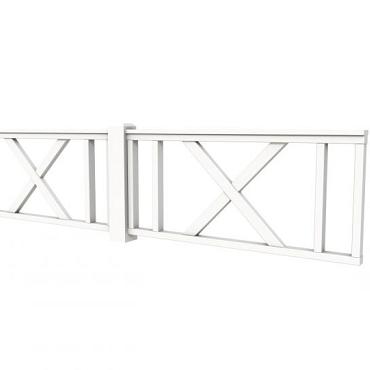 Hekwerk met kruis vuren type D, 328,5 x 73 cm, wit gespoten.