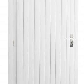 Vuren enkele dichte deur extra breed inclusief kozijn, linksdraaiend, 112 x 201 cm, wit gespoten.